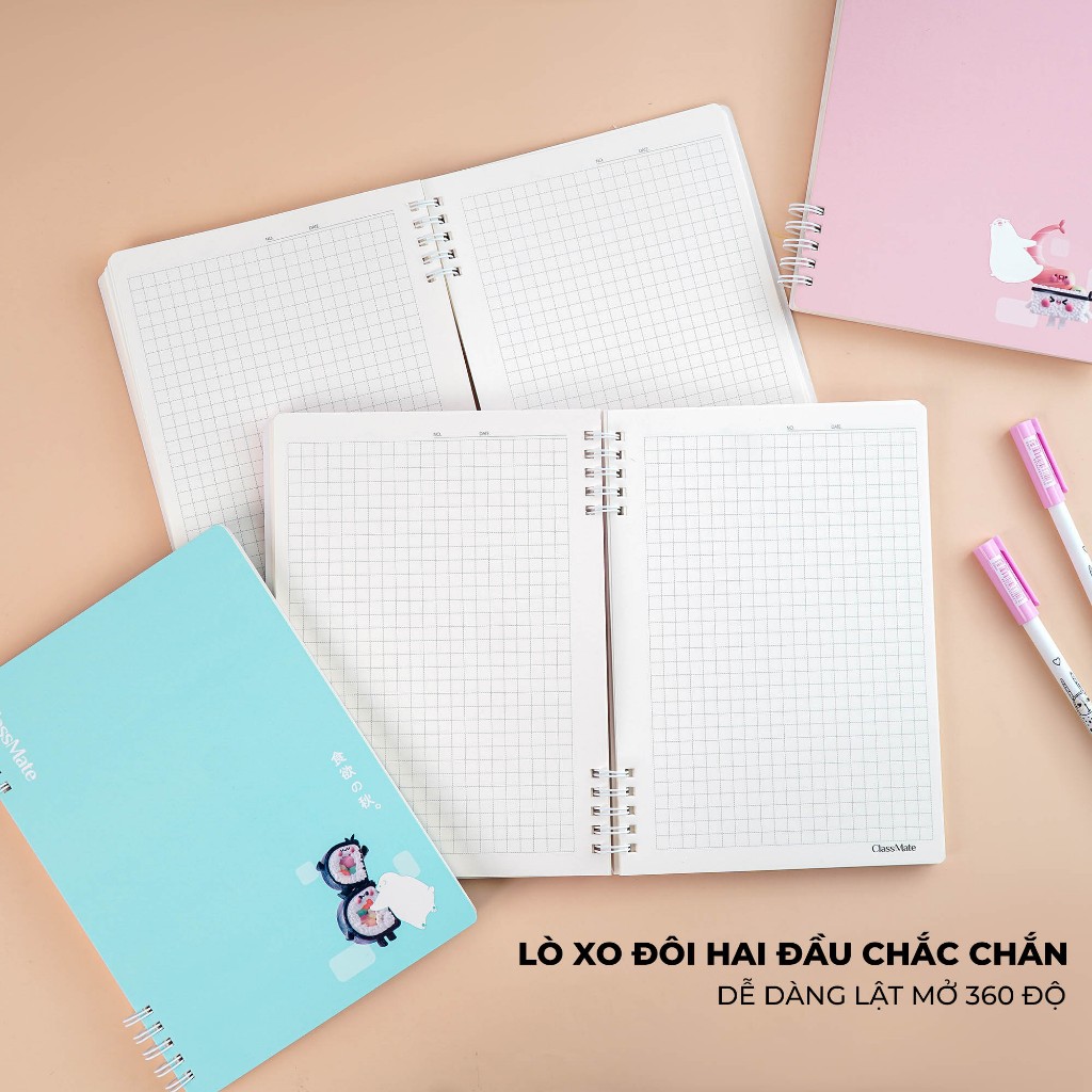 Sổ Lò Xo Đôi 2 Đầu Classmate Sổ Tay Ghi Chép 100gsm Viết Không Cấn Tay Sổ Lò Xo A5 B5 150 Trang Giấy Chống Lóa Takenote