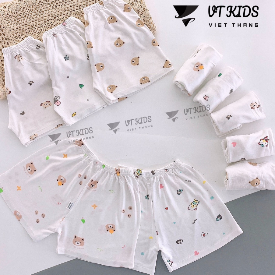 Quần chục đùi thun lạnh peptit nền trắng họa tiết thú cho bé 4-14kg