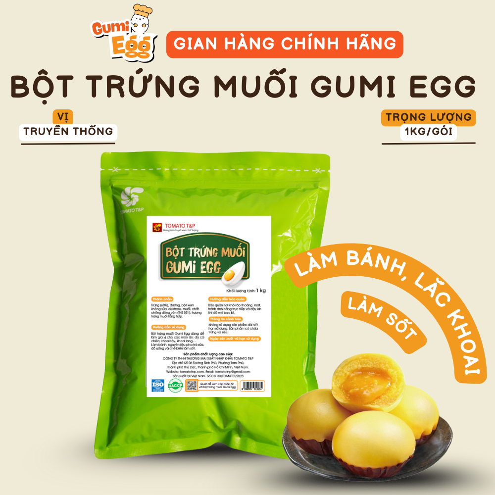 Bột Trứng Muối Tomato T&P Gói 1Kg, Làm Sốt Trứng Muối Hoàng Kim hoặc Làm Bánh Bao Kim Sa Trứng Chảy