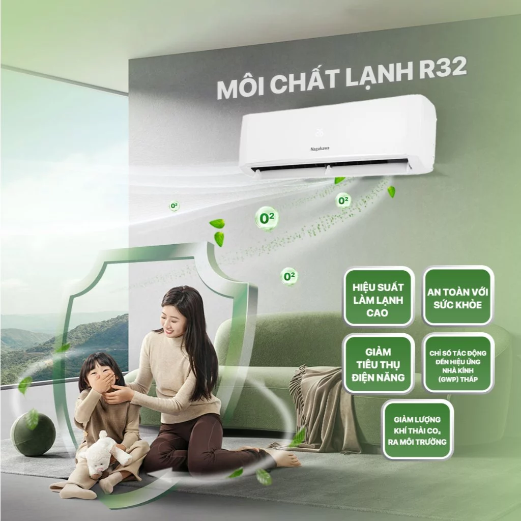Điều hòa / Máy lạnh Inverter 1 chiều Nagakawa NIS-C09R2U51/NIS-C12R2U51, làm lạnh nhanh, tiết kiệm điện, bảo hành 2 năm
