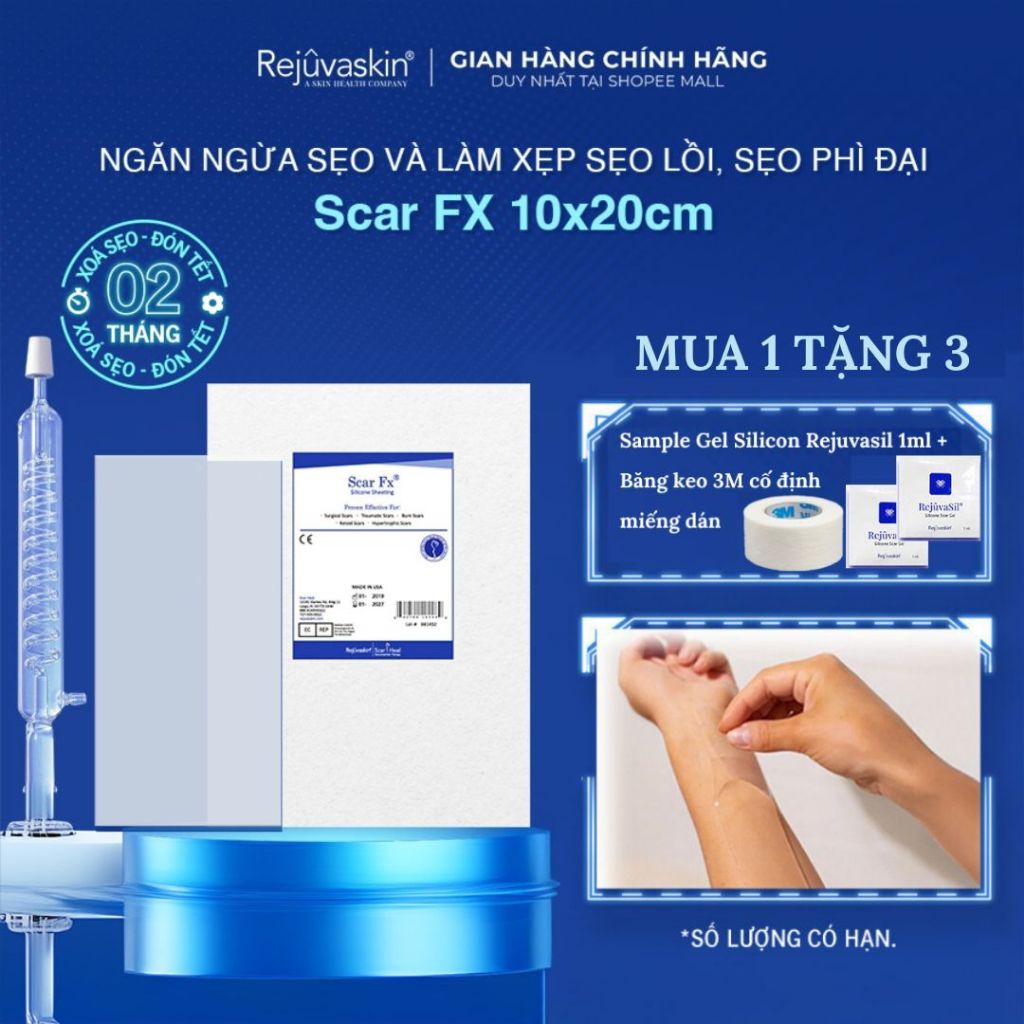 Ảnh Miếng Dán Xẹp Sẹo Lồi / Phì Đại REJUVASKIN Scar FX 10x20cm 1