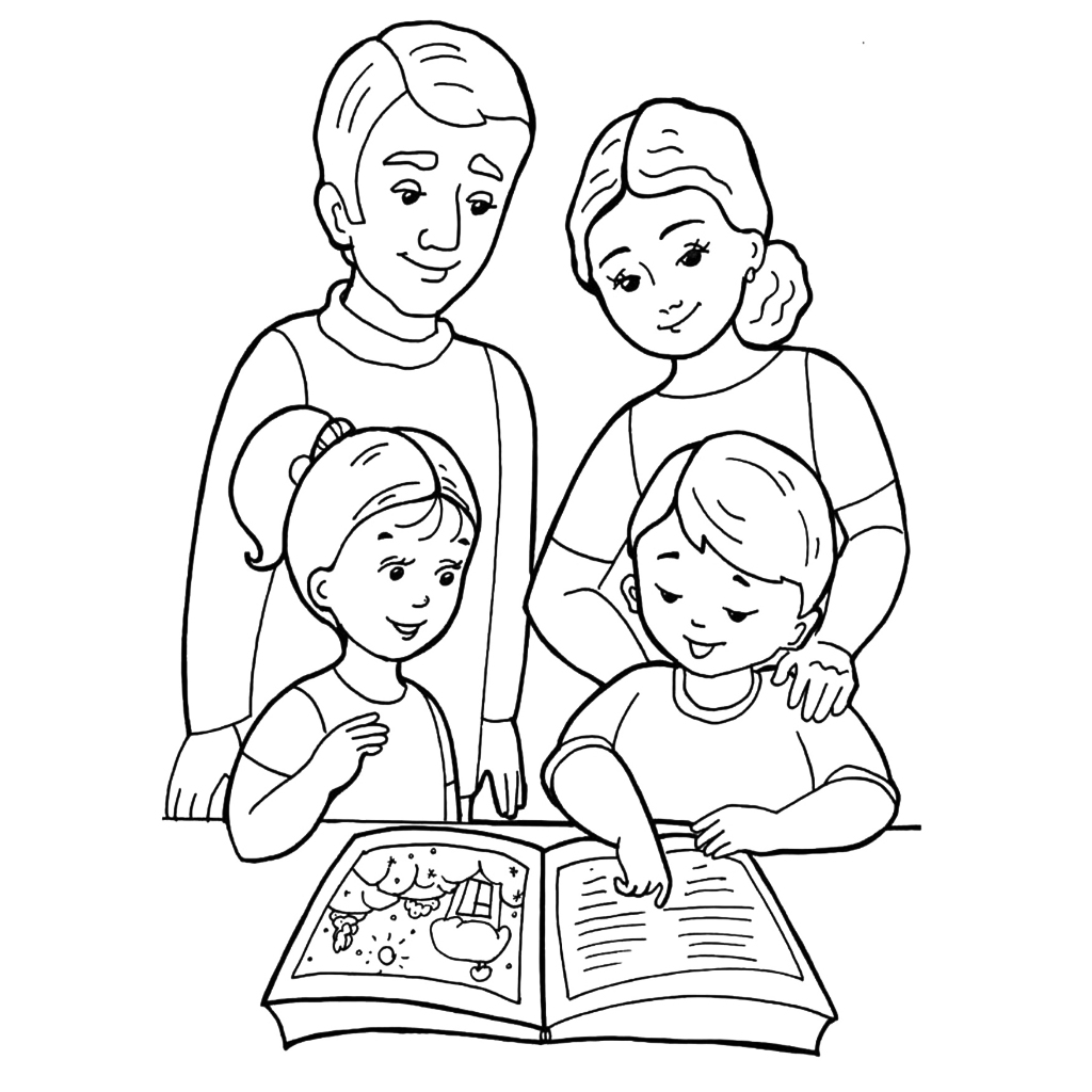 Bộ 50 tranh tô màu GIA ĐÌNH HẠNH PHÚC - HAPPY FAMILY  khác nhau không trùng lặp cho bạn thỏa sức sáng tạo