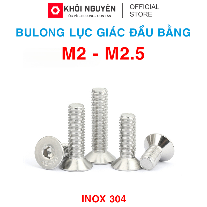 Bulong ốc lục giác đầu bằng Inox 304 Size M2 - M2.5 có độ dài 6mm ...