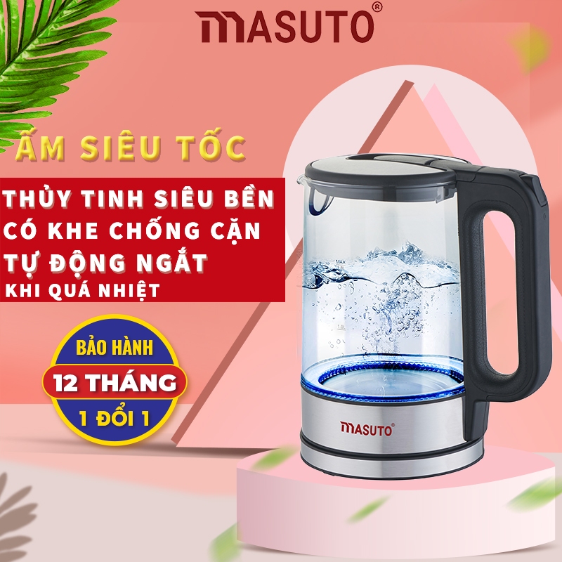 Ảnh Ấm siêu tốc thủy tinh Masuto MS-Citizen dung tích 1,8L có khe tách cặn, bảo hành 12 tháng 1