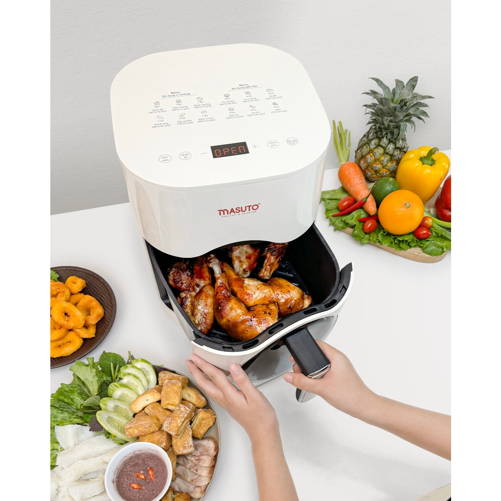 Ảnh Nồi chiên không dầu Masuto MSQueen 6L màn hình cảm ứng, 2 tầng đốt đối lưu không cần lật trở 3