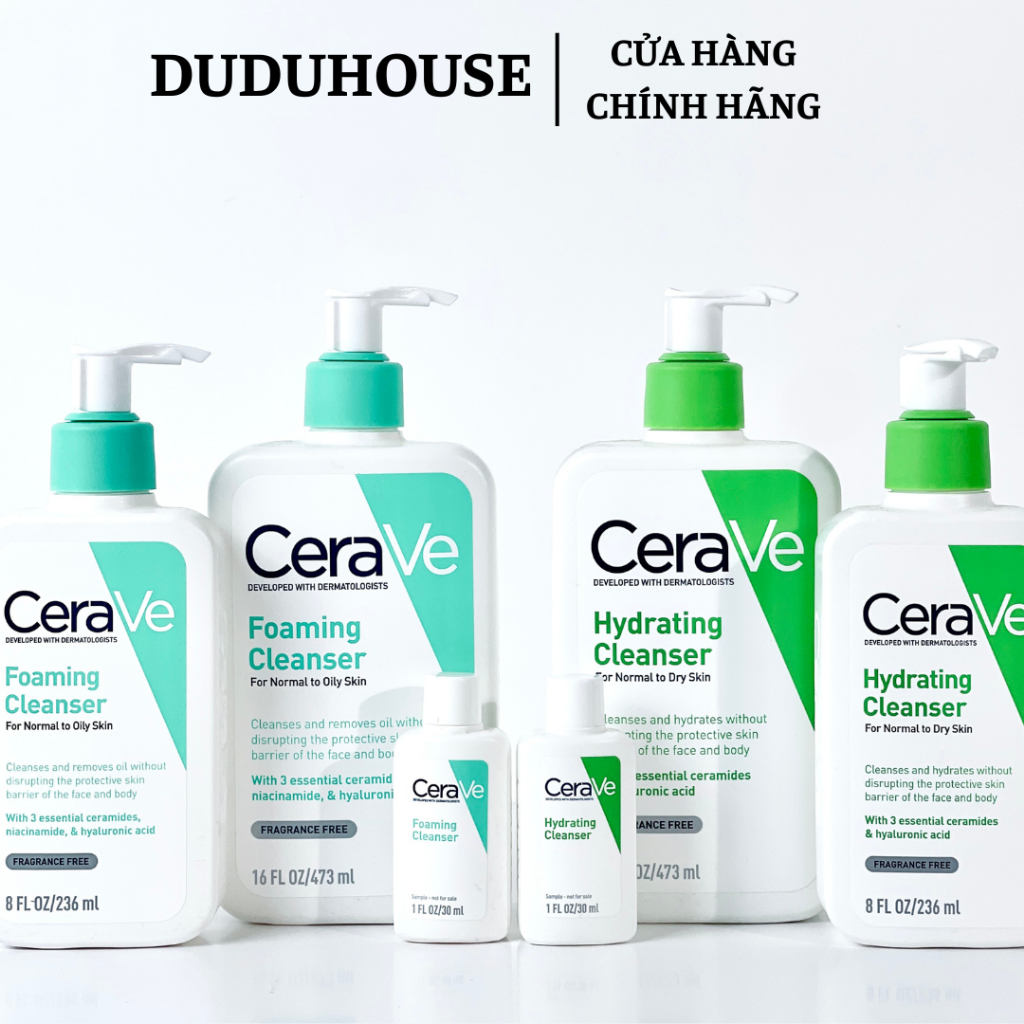 Sữa rửa mặt Cerave Foaming/Hydrating Facial Cleanser cho da dầu/da khô ...