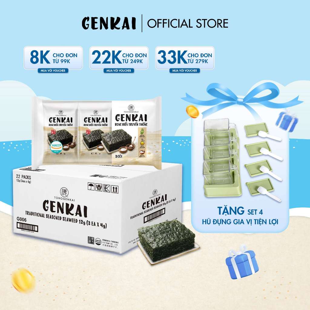 [Thùng] 66 Gói Rong Biển Ăn Liền GENKAI Truyền Thống 4g | Shopee Việt Nam