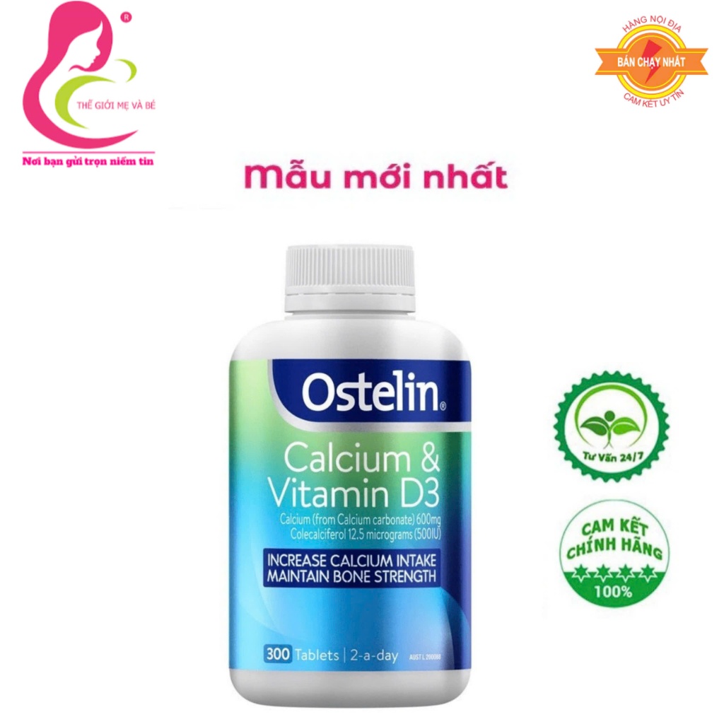 [Date mới] Canxi bầu (130 Viên - 300 viên) Ostelin Calcium & Vitamin d3 bổ sung Canxi, D3 cho bà bầu,sau sinh,trung niên