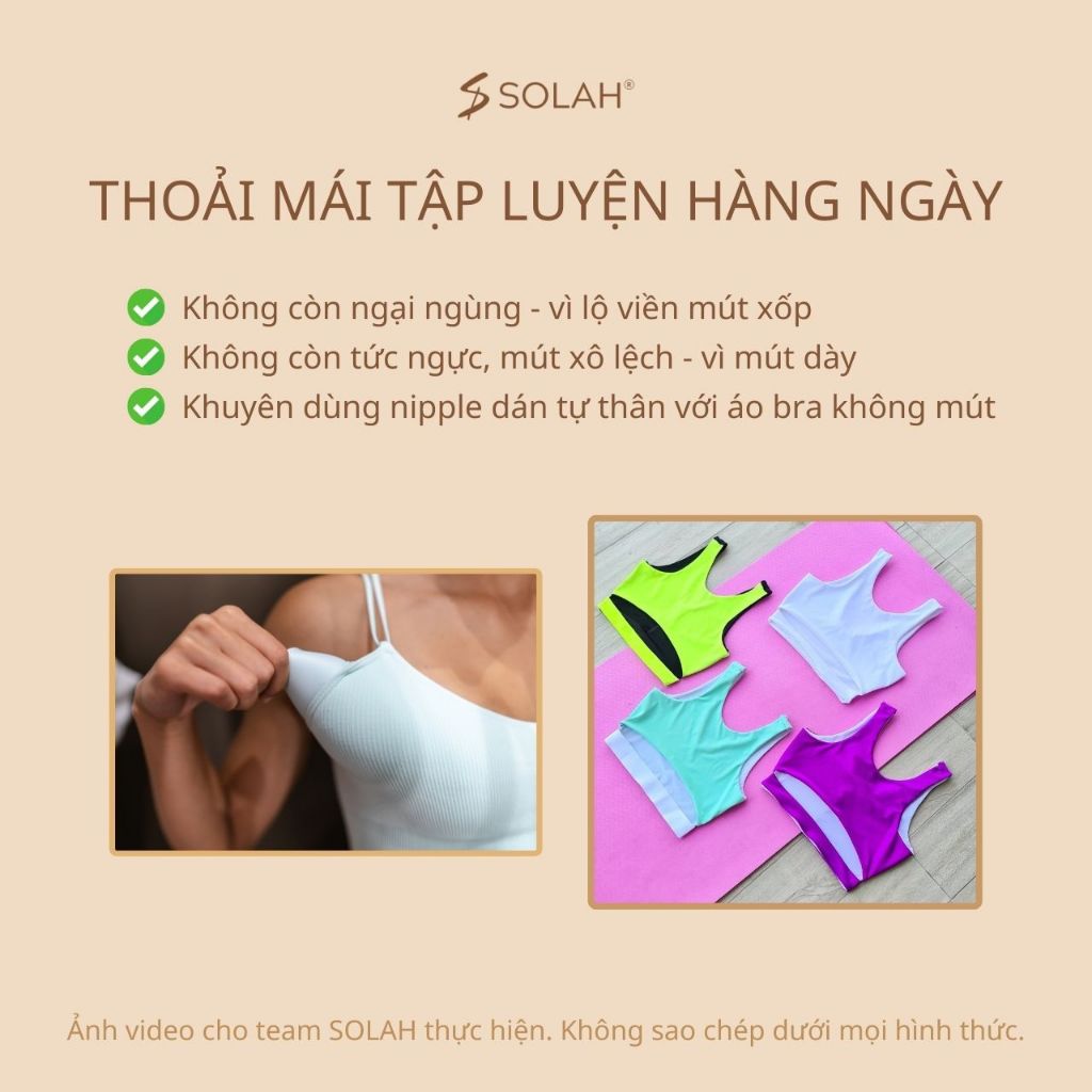 Miếng Dán Ngực Silicone Nhiệt Tự Thân SOLAH 10 Màu 8CM 10CM Bra Tập Thể Thao Gym Yoga Không Gel NP05