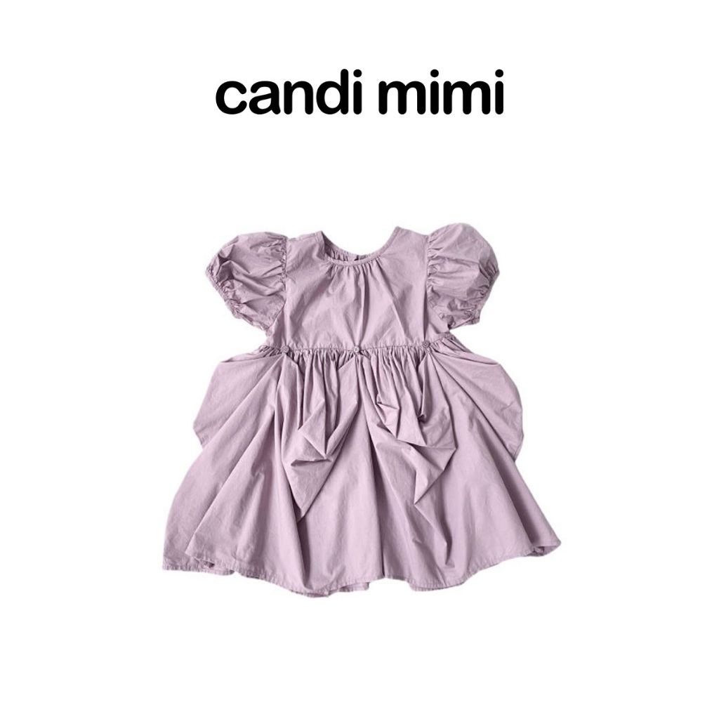 CANDI MIMI Váy baby doll cotton xoè tay bồng xếp nếp - Phong cách Hàn Quốc