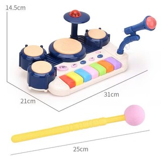 [Sale 50%]  Đồ Chơi Bộ Trống Nhạc Điện Kèm Đàn Piano Kèm Mic Hát Cho Bé, Bộ Trống Đa Năng 3in1 Siêu Hay Happykids