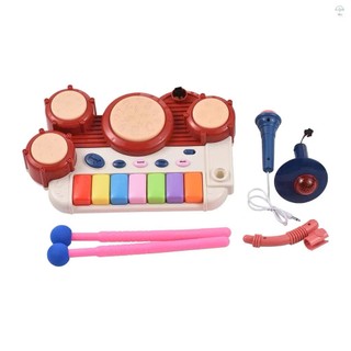 [Sale 50%]  Đồ Chơi Bộ Trống Nhạc Điện Kèm Đàn Piano Kèm Mic Hát Cho Bé, Bộ Trống Đa Năng 3in1 Siêu Hay Happykids