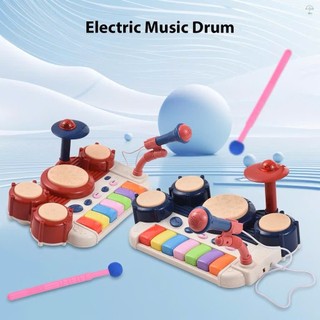 [Sale 50%]  Đồ Chơi Bộ Trống Nhạc Điện Kèm Đàn Piano Kèm Mic Hát Cho Bé, Bộ Trống Đa Năng 3in1 Siêu Hay Happykids