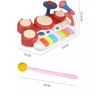 [Sale 50%]  Đồ Chơi Bộ Trống Nhạc Điện Kèm Đàn Piano Kèm Mic Hát Cho Bé, Bộ Trống Đa Năng 3in1 Siêu Hay Happykids