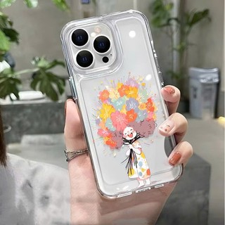 Ốp Lưng iPhone Tóc Hoa Viền Thẳng Chống Sốc, Trong Suốt Bảo Vệ Camera -iP 7/8/X/XS/11/12/13/14/15/16/17/Plus/Pro/Max/Air