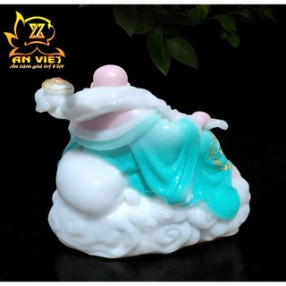 Tượng Phật Di Lặc Như Ý Xanh Ngọc- Ngang 30cm - PDL2501