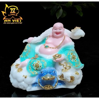 Tượng Phật Di Lặc Như Ý Xanh Ngọc- Ngang 30cm - PDL2501
