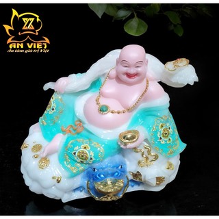 Tượng Phật Di Lặc Như Ý Xanh Ngọc- Ngang 30cm - PDL2501