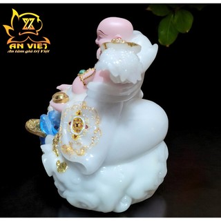 Tượng Phật Di Lặc Như Ý Màu Trắng- Ngang 30cm - PDL2503