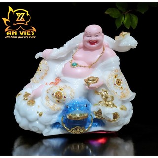 Tượng Phật Di Lặc Như Ý Màu Trắng- Ngang 30cm - PDL2503