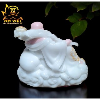 Tượng Phật Di Lặc Như Ý Màu Trắng- Ngang 30cm - PDL2503