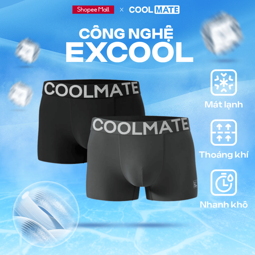 [MUA 4 GIẢM 20%]Combo 2 quần Lót Nam Trunk Excool Clean Cut II Coolmate thoáng mát, thấm hút