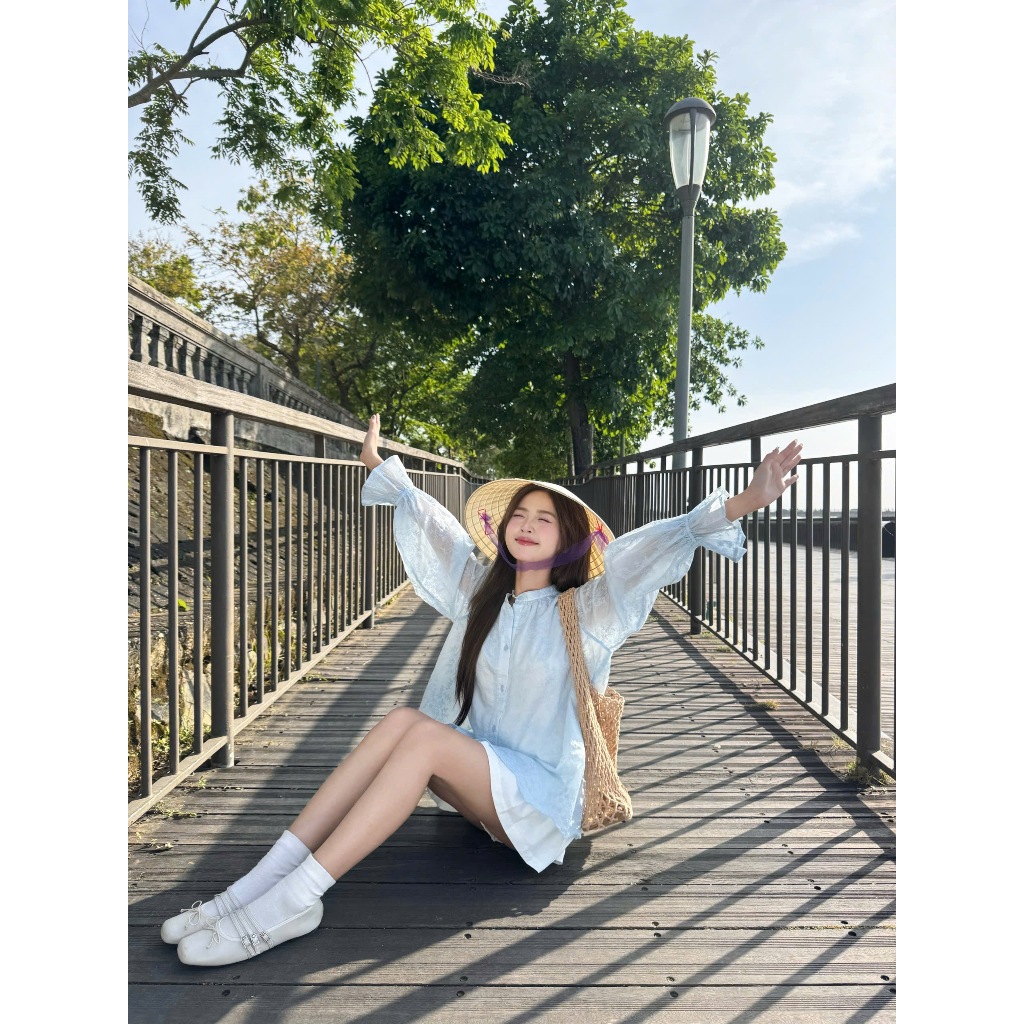 Ảnh Áo Babydoll Nữ Cổ Trụ Viền Bèo Bo Tay Siêu Xinh - TAWON TOP - GOÛT DE JUN 1