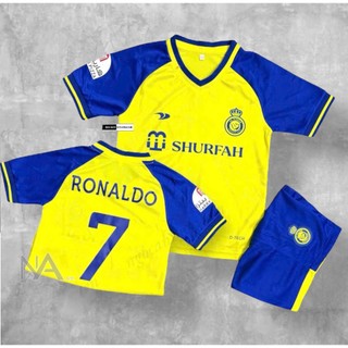 Bộ Quần Áo Bóng Đá Trẻ Em CLB Al Nassr 22/2023 - in RONALDO - Vải Mè Thái Gai Mịn KHO SỈ ÁO BÓNG ĐÁ