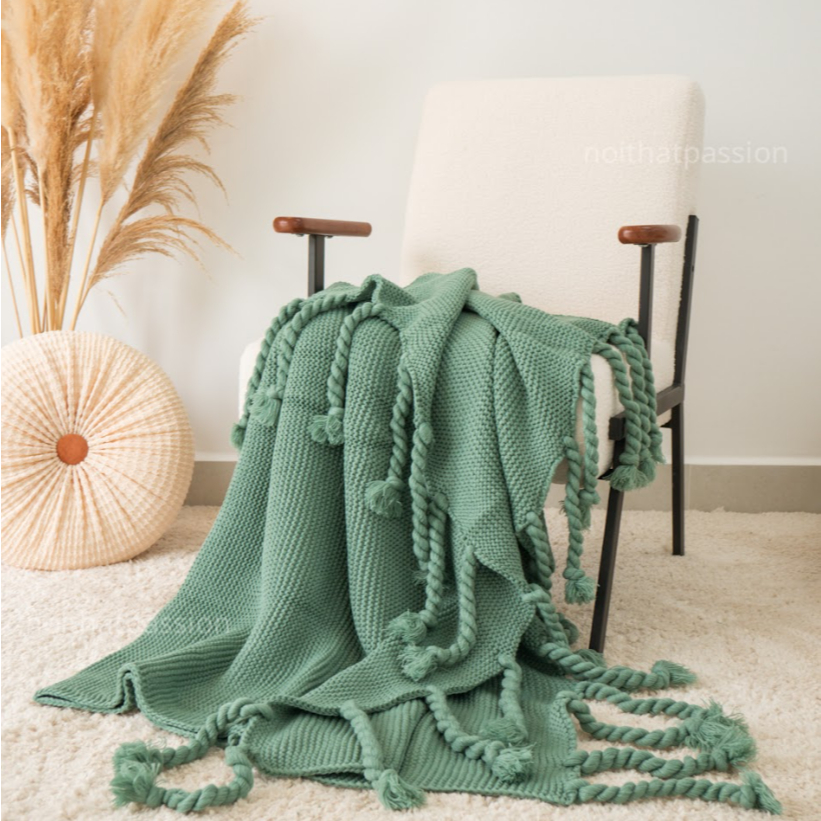 Chăn Phủ Ghế Sofa Đan Len Dệt Kim Cao Cấp Sang Trọng Phong Cách Bắc Âu