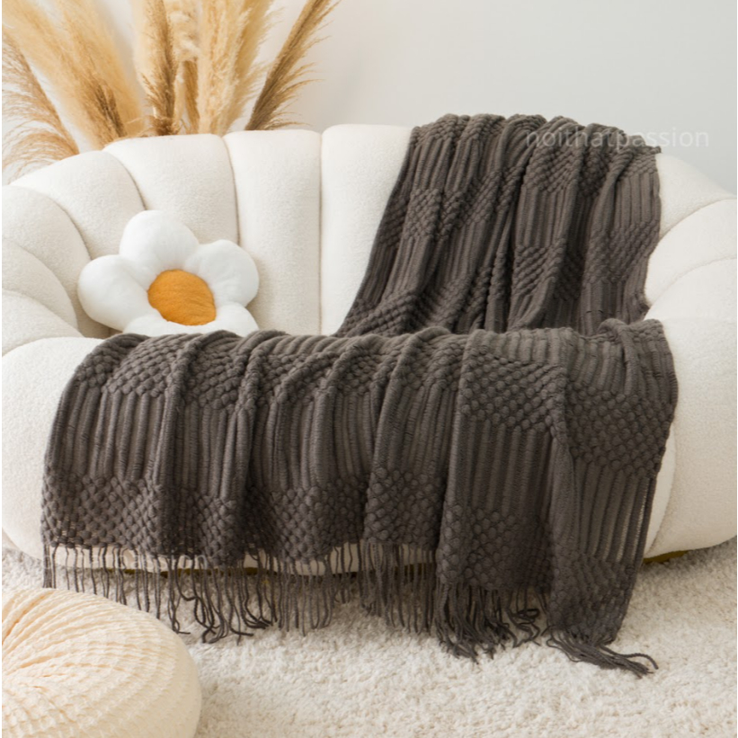 Chăn Phủ Ghế Sofa Đan Len Dệt Kim Cao Cấp Sang Trọng Phong Cách Bắc Âu
