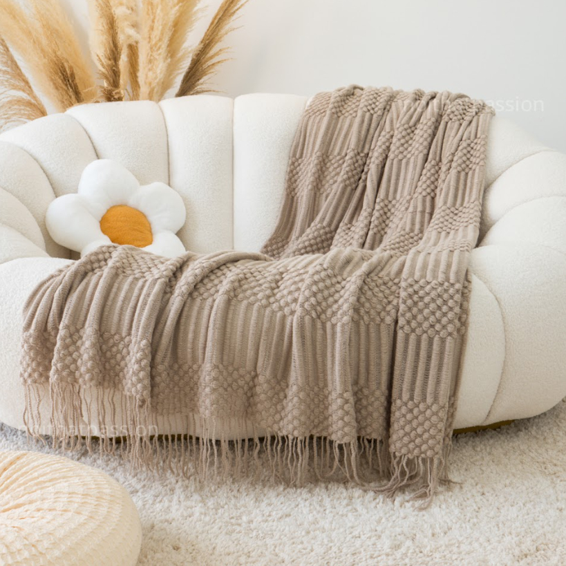 Chăn Phủ Ghế Sofa Đan Len Dệt Kim Cao Cấp Sang Trọng Phong Cách Bắc Âu