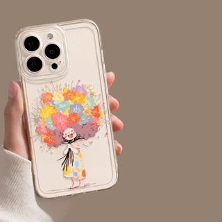 Ốp Lưng iPhone Tóc Hoa Viền Thẳng Chống Sốc, Trong Suốt Bảo Vệ Camera -iP 7/8/X/XS/11/12/13/14/15/16/17/Plus/Pro/Max/Air