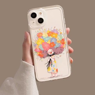 Ốp Lưng iPhone Tóc Hoa Viền Thẳng Chống Sốc, Trong Suốt Bảo Vệ Camera -iP 7/8/X/XS/11/12/13/14/15/16/17/Plus/Pro/Max/Air