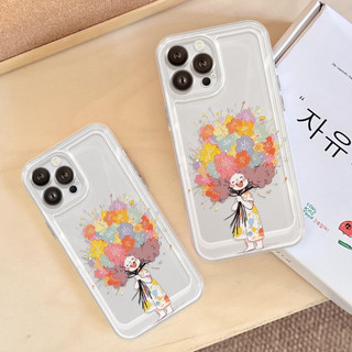 Ốp Lưng iPhone Tóc Hoa Viền Thẳng Chống Sốc, Trong Suốt Bảo Vệ Camera -iP 7/8/X/XS/11/12/13/14/15/16/17/Plus/Pro/Max/Air