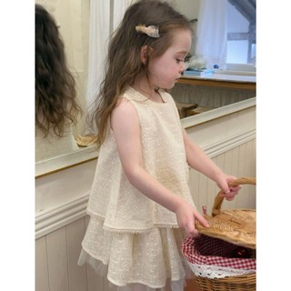 [B&G] Sét váy ren áo sát nách kèm chân váy ren phối voan cho bé gái từ 10-40kg(1-10 tuổi)