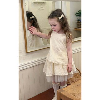 [B&G] Sét váy ren áo sát nách kèm chân váy ren phối voan cho bé gái từ 10-40kg(1-10 tuổi)
