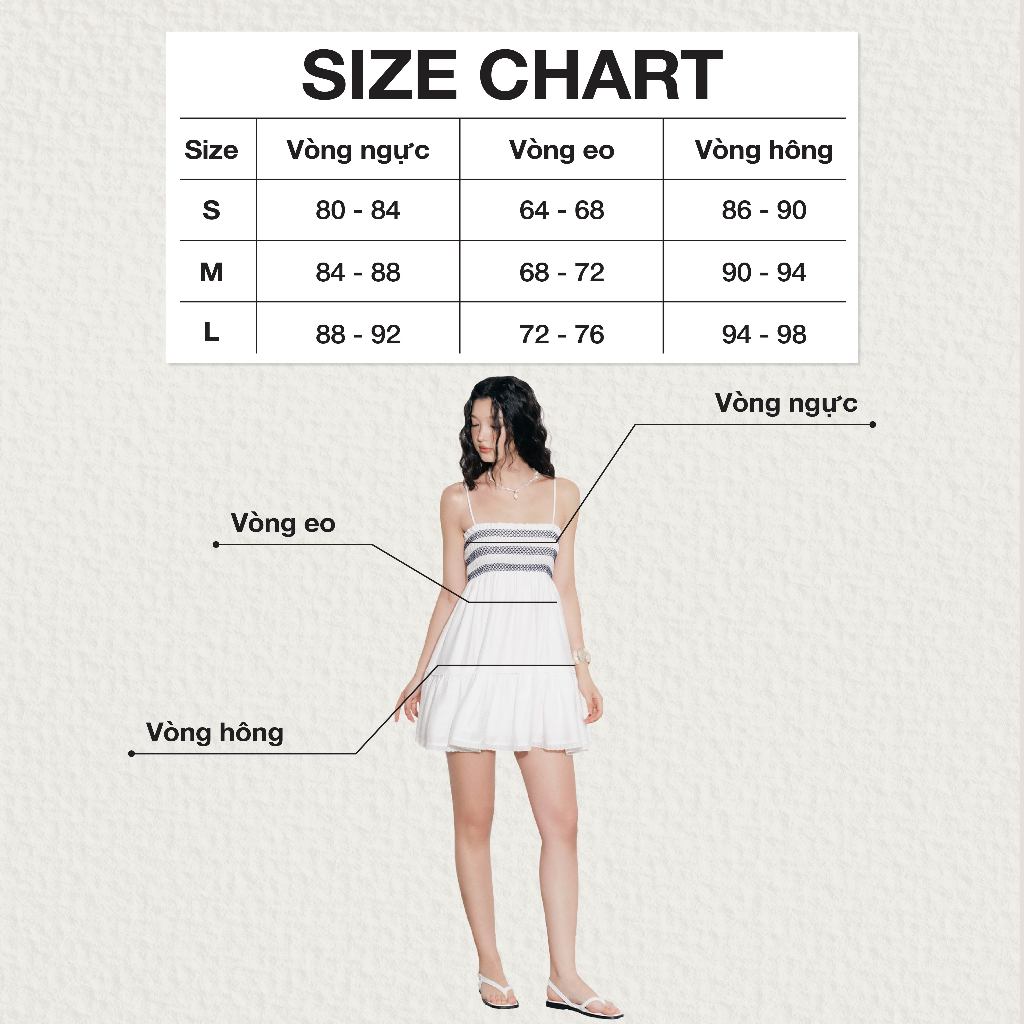 Ảnh DOTTIE - Đầm ngắn chạy smocking trang trí - Trắng - D0697 2