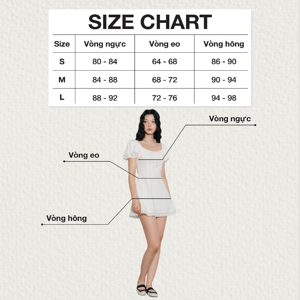 Ảnh DOTTIE - Đầm tay phồng phối vải - Trắng - D0700 2