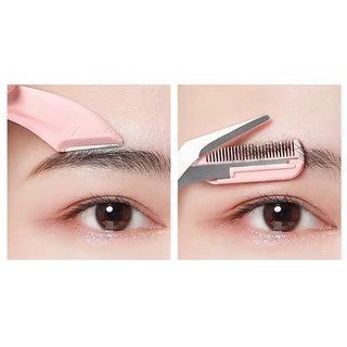Dụng cụ tỉa lông mày an toàn mini cầm tay kèm lược chải lông mi,dạng kéo cắt