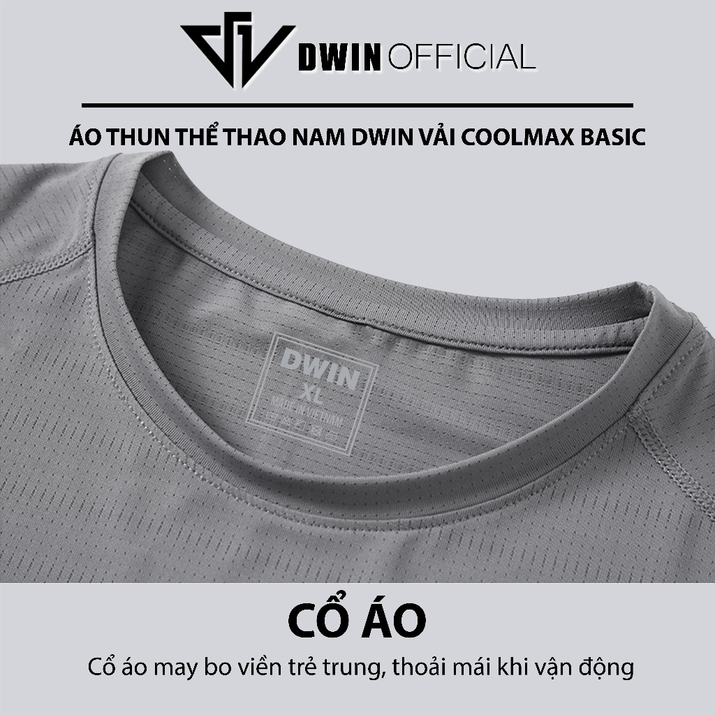 Ảnh Áo thun thể thao nam DWIN basic chất vải coolmax co dãn 4 chiều  thoáng mát thấm hút mồ hôi 1