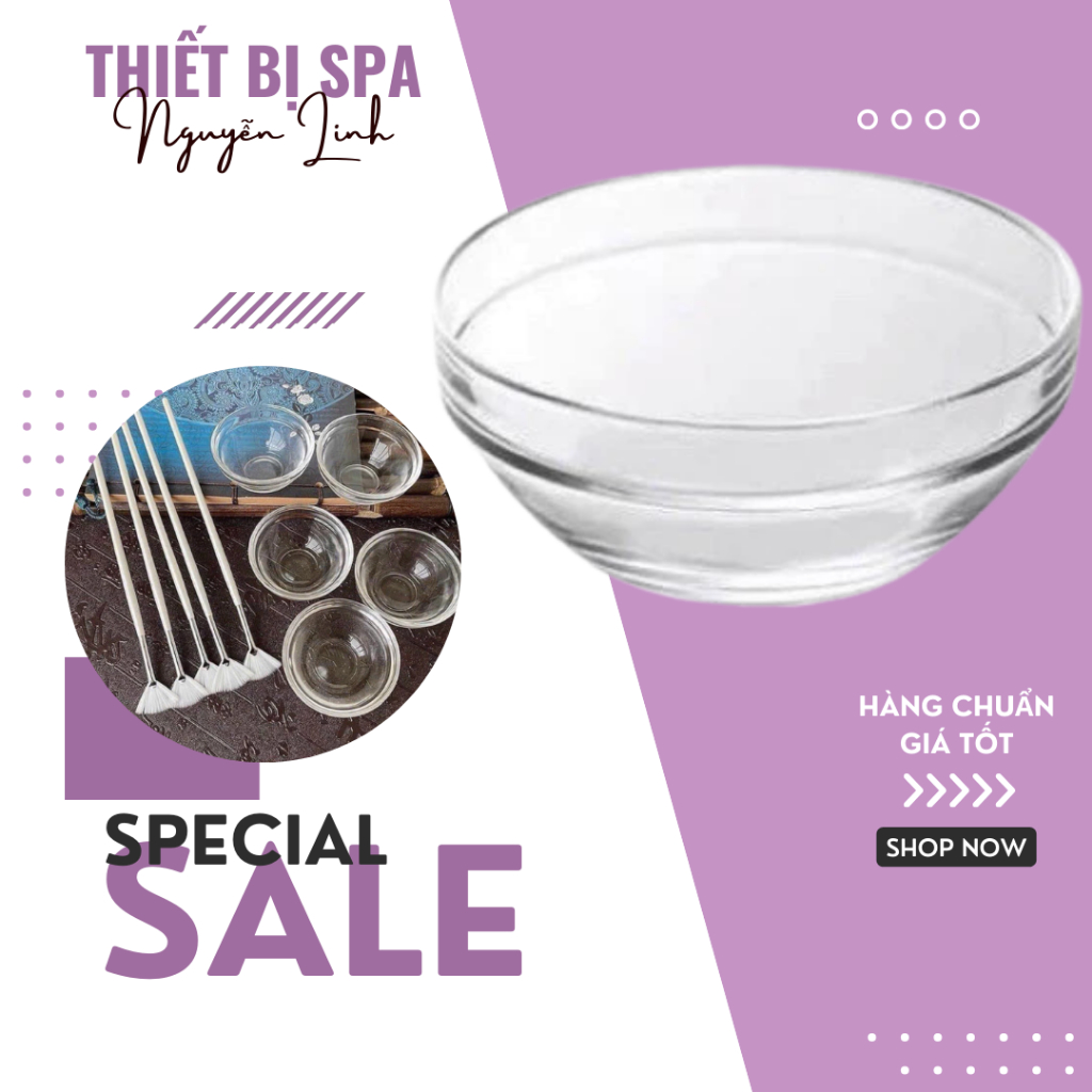 Bát Thuỷ Tinh dùng trong Spa, Bát peel thủy tinh trong suốt TMV Thiết ...