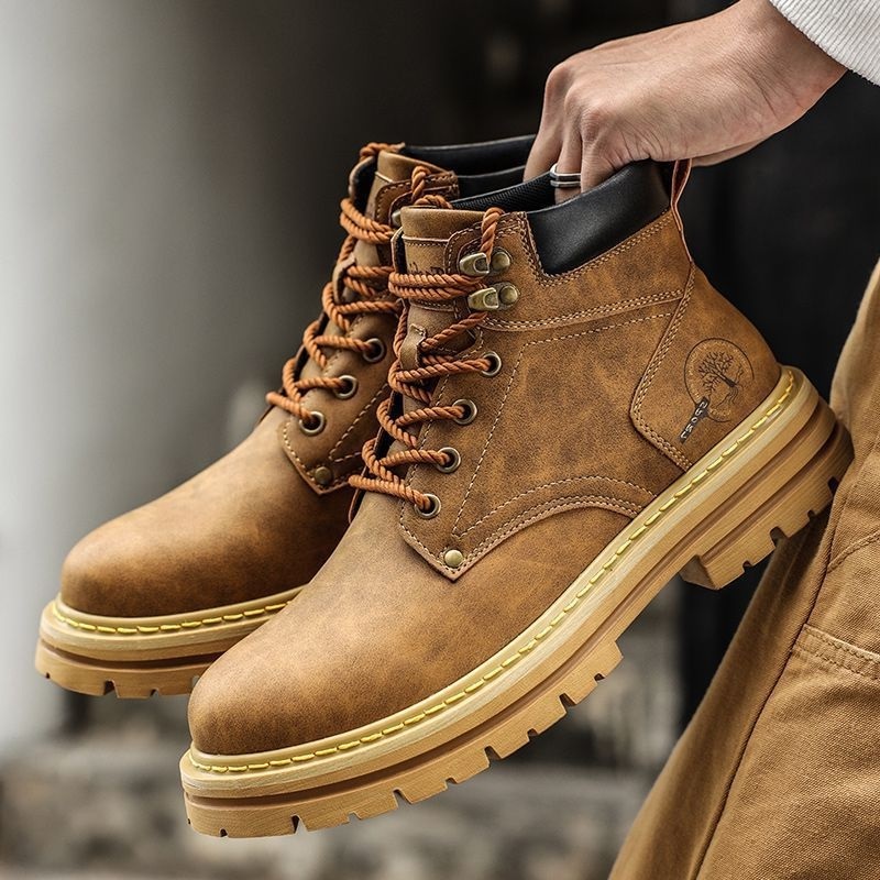 Giày Da Combat Boots Da Chần Mềm Loại Tốt Bot18 Màu Da Bò | Shopee Việt Nam