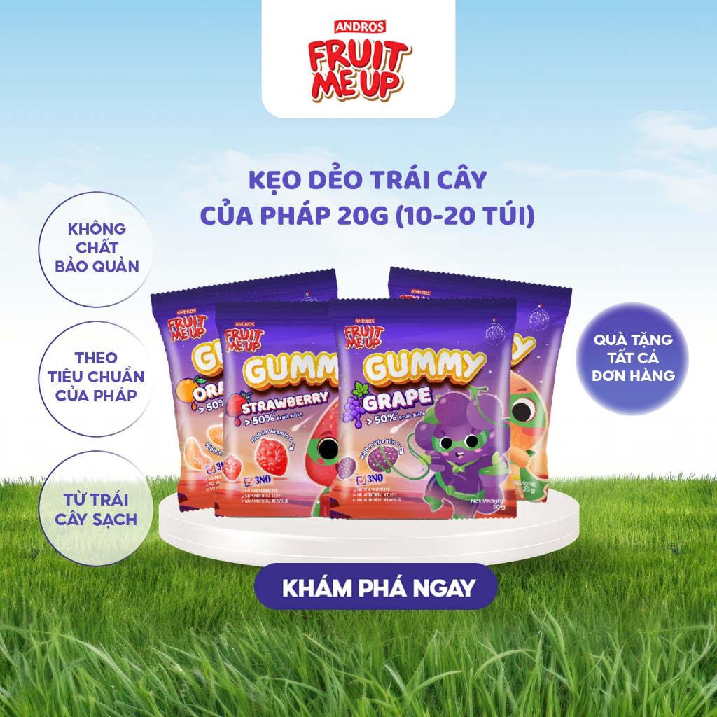 Ảnh Kẹo Dẻo Trái Cây Gummy 20G (Combo 10 Túi & 20 Túi) - Nhập Khẩu Từ Pháp Của Pháp - ANDROS FRUIT ME UP GUMMY 2