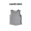 CANDI MIMI Áo cotton cao cấp ba lỗ trơn - Phong cách Hàn Quốc