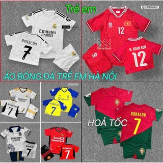 Bộ Quần Áo Bóng Đá Trẻ Em CLB Real Madrid 2023 - in RONALDO - Vải Mè Cao Cấp KHO SỈ ÁO BÓNG ĐÁ