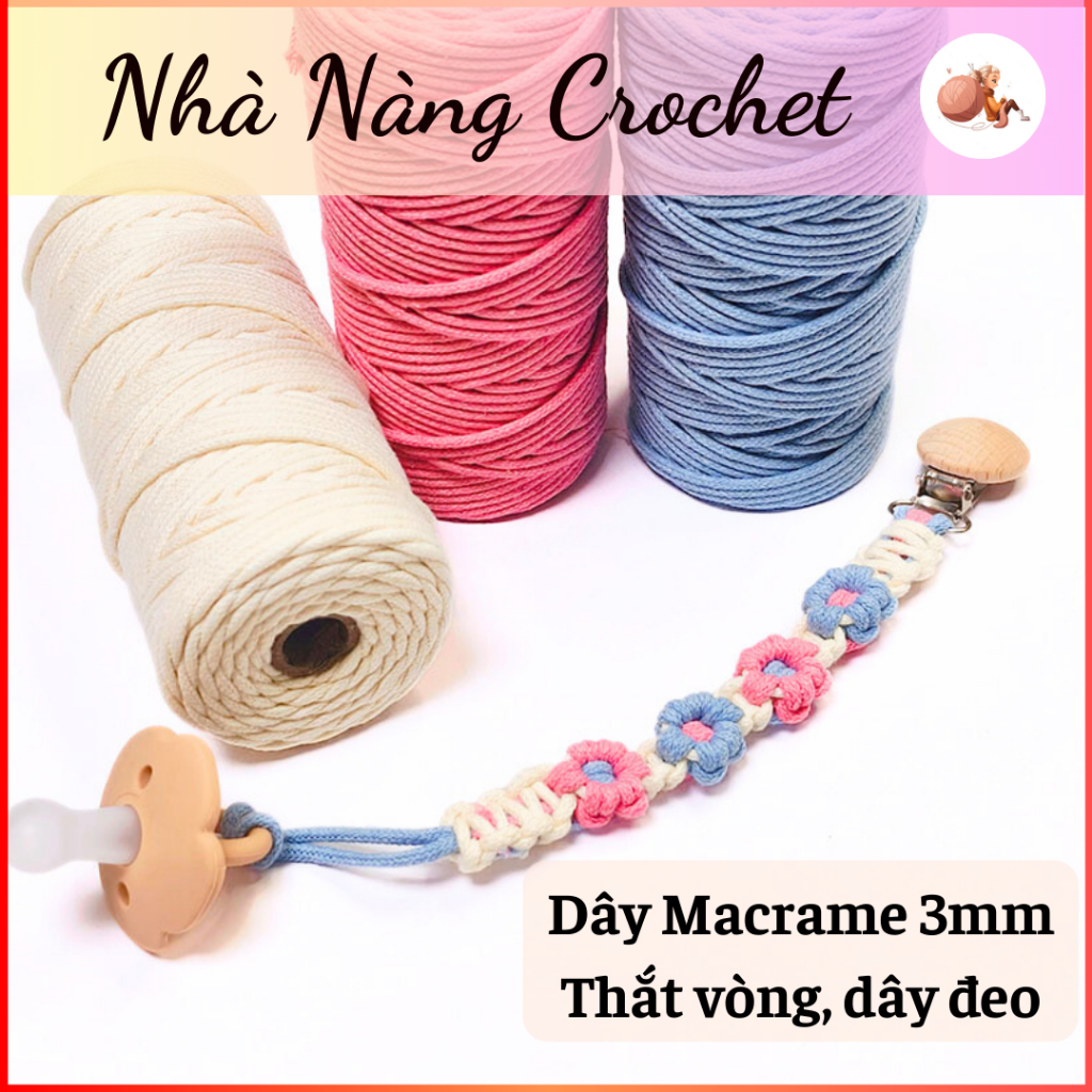Dây Macrame 3mm, Sợi Macrame, Dây thừng Macrame 3mm | Shopee Việt Nam