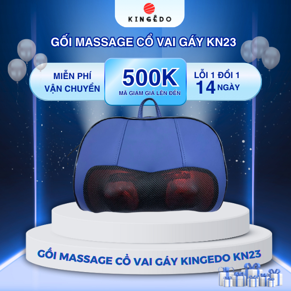 Gối Massage Cổ Vai Gáy KingEdo KN23 – Máy Massage 3D Nhiệt Hồng Ngoại, Giảm Đau Mỏi Hiệu Quả