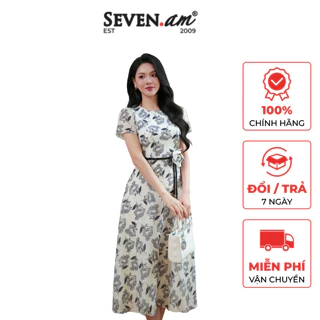 Đầm xoè hoạ tiết hoa thời trang nữ Seven.AM H633621K