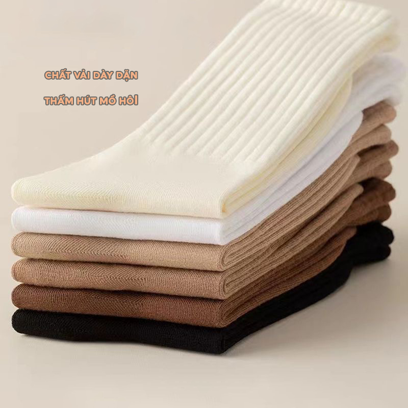 Tất vớ nam nữ cổ cao 5 màu sắc, chất liệu mềm mịn co giãn 4 chiều - Ekiu Shop