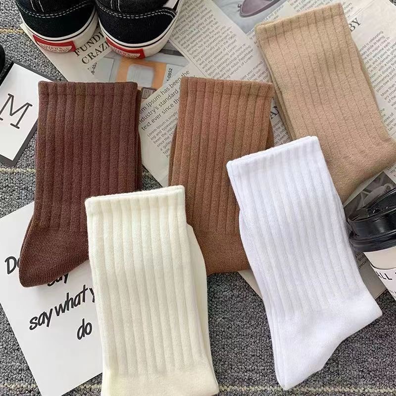 Tất vớ nam nữ cổ cao 5 màu sắc, chất liệu mềm mịn co giãn 4 chiều - Ekiu Shop